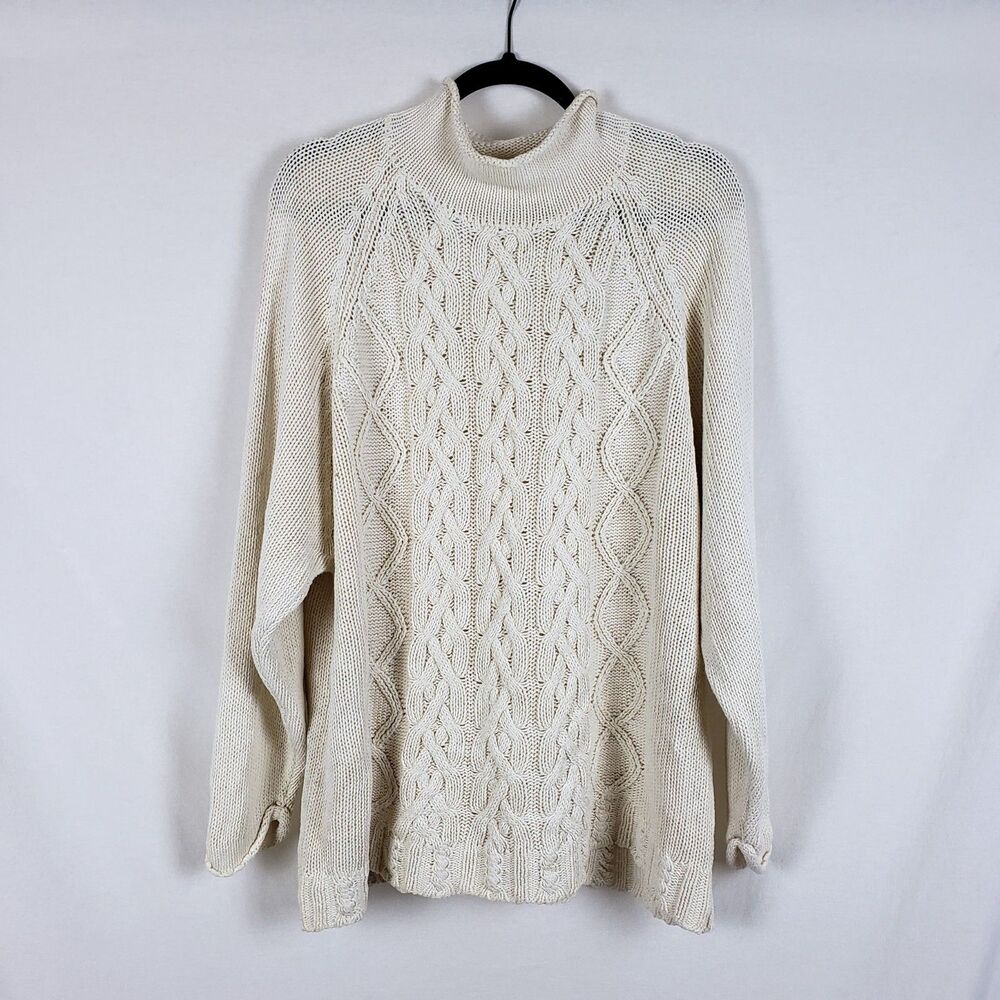The Limited Cable Knit Fisherman Sweater Womens M Roll Neck Coastal Nautical